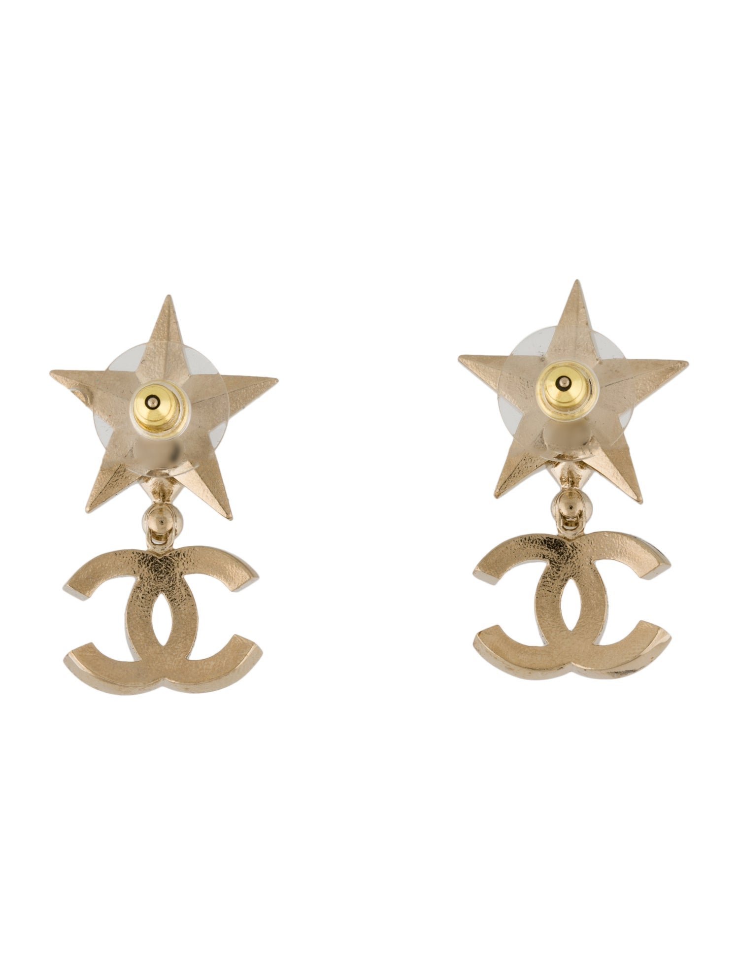 Chanel Strass Star CC Drop Earrings